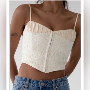 Rumored Versailles Corset Top in White Lace and Ivory size 10 Retro Glam